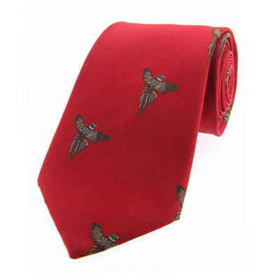 Soprano Flying Pheasant Silk Tie - Red